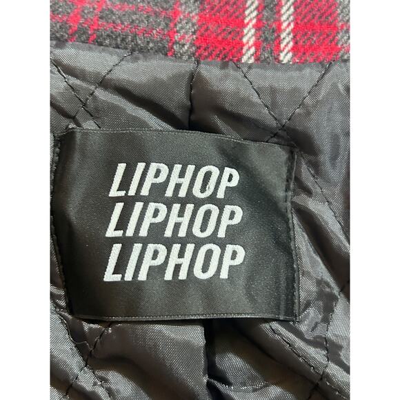 LIPHOP Men's Plaid Jacket O/S Gray Wool Snap Front Urban Streetwear Casual Chore - Picture 7 of 10